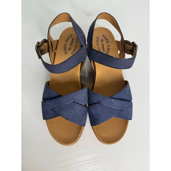 KorkEase Women’s Platform Myrna Wedge Sandal Blue Cork Casual size 9 - Picture 3 of 7